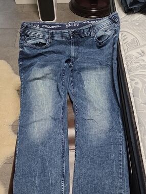 Men's Straight Leg Jeans in Distressed Blue by Project X